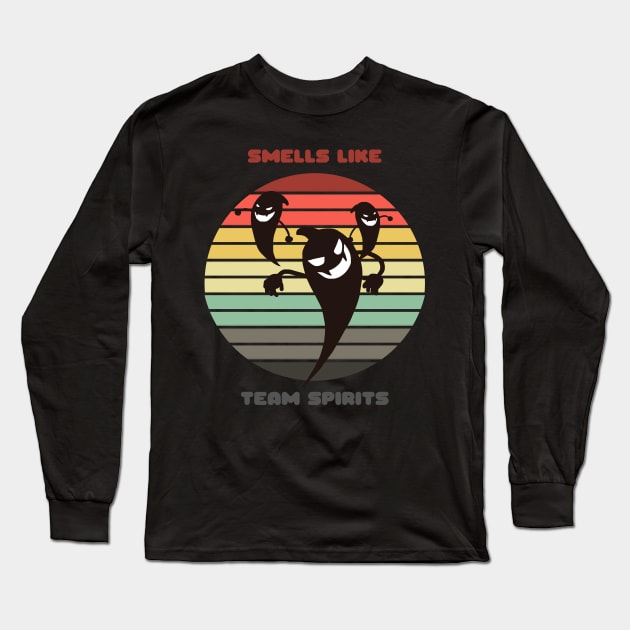 Sunset Ghosts / Smells Like Team Spirits Long Sleeve T-Shirt by nathalieaynie